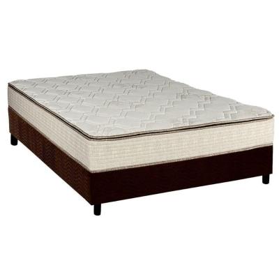 Cama Box Casal: Colchão Molas Bonnel Luckspuma Montreal Spring + Base CRC Suede Brown(138x188)