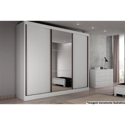 Guarda Roupa Casal 3 Portas de Correr e 6 Gavetas c/ Espelho Natus Branco - Novo Horizonte