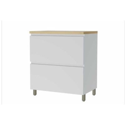 Balcão de Cozinha Rainha 1 Porta Basculante e 1 Gaveta c/ Tampo 80cm Branca/Nature - Nesher