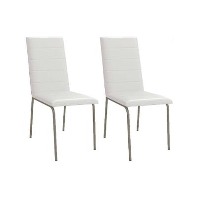 Cadeira Sala de Jantar Amsterdã 2C091 Aço Kit 2 Uni Niquel/Branco 106 - Kappesberg