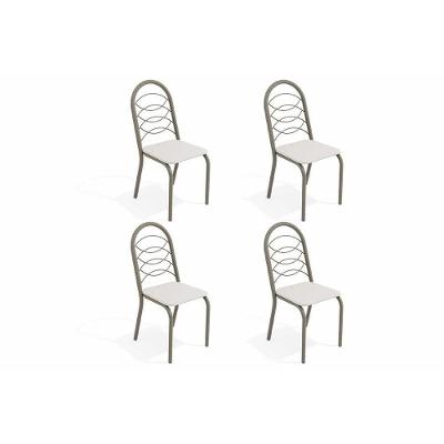 Cadeira Sala de Jantar Holanda 4C009NK Aço Kit 4 Uni Niquel/Branco 106 - Kappesberg