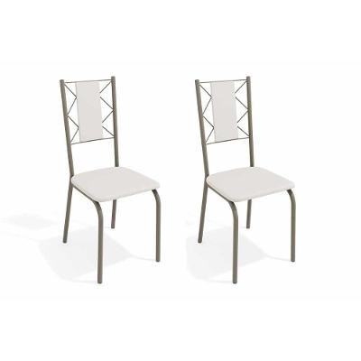 Cadeira Sala de Jantar Lisboa 2C076 Aço Kit 2 Uni Niquel/Branco 106 - Kappesberg