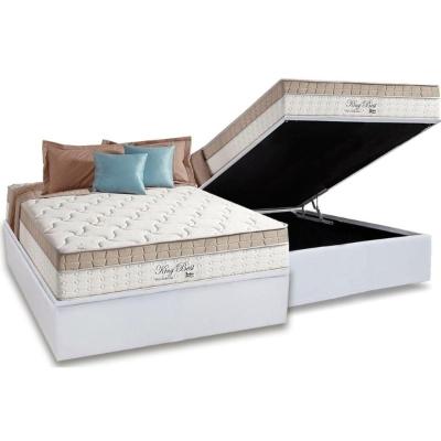 Conjunto Box Baú Casal: Colchão Molas Anjos Superlastic King Best + Base CRC Courano White(138x188)