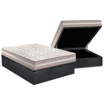 Cama Box Baú Casal: Colchão Anatômico Paropas D33 / AG65 Confort + Base CRC Suede Gray(138x188)