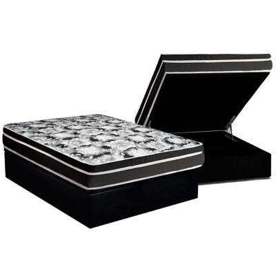 Conjunto Box Baú Casal: Colchão Espuma Luckspuma D45 Gran Luck Pro + Base CRC Suede Black(138x188)