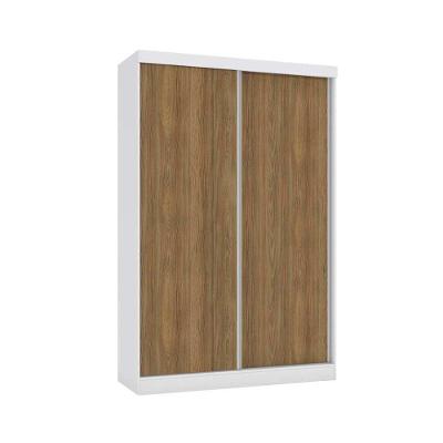 Guarda Roupa Solteiro 2 Portas de Correr e 2 Gavetas N571 Branco/Nogueira - Kappesberg