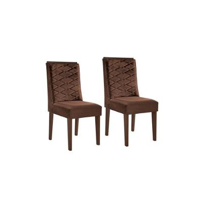 Cadeira Sala de Jantar Dafne Madeira Kit 2 Un Capuccino/Veludo Marrom - Rufato