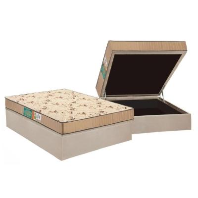 Conjunto Box Baú Casal: Colchão Espuma Polar D45 Pérola + Base CRC Suede Clean(138x188)
