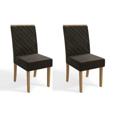 Cadeira Sala de Jantar 2CAD149 Kit 2 Un Freijó - Assento/Encosto Linho Chumbo Escuro A - Kappesberg