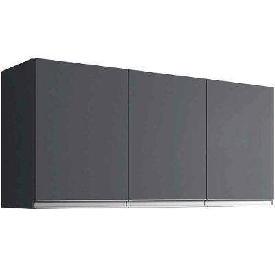Armário Aéreo Cozinha Adriana 3 Portas 120 Cm Cinza