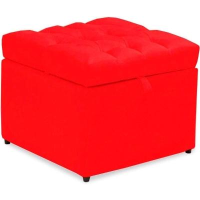 Puff Baú Decorativo Mali - Casa Chick Suede Vermelho