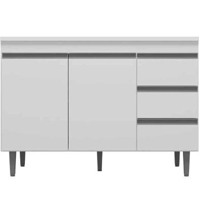 Balcão De Pia 100 Cm Adriana 2 Portas 3 Gavetas Branco