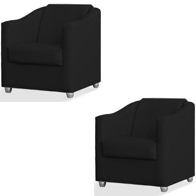 Kit 2 Poltronas Luiza Sintético Preto