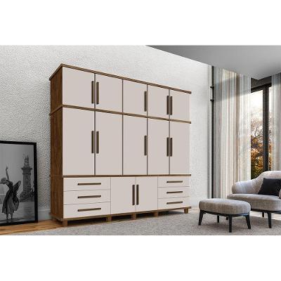 Guarda Roupa Londres 5 Portas 6 Gavetas Com Sapateira Malbec Off White