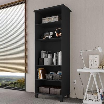 Estante Livreiro Multiuso Library 4 Prateleiras Ideal Para Sala De Estar E Quarto Preto Cor Preto