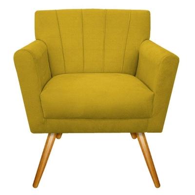 Kit Diva Recamier Vanessa 140cm Lado Esquerdo E 01 Poltrona Laura Suede Cor Amarelo