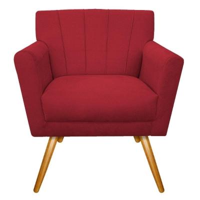 Kit Diva Recamier Vanessa 185cm Lado Esquerdo E 01 Poltrona Laura Suede Cor Vermelho
