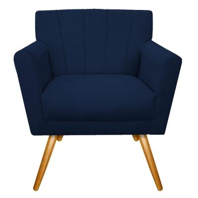 Kit Diva Recamier Vanessa 140cm Lado Esquerdo E 01 Poltrona Laura Suede Cor Azul Marinho