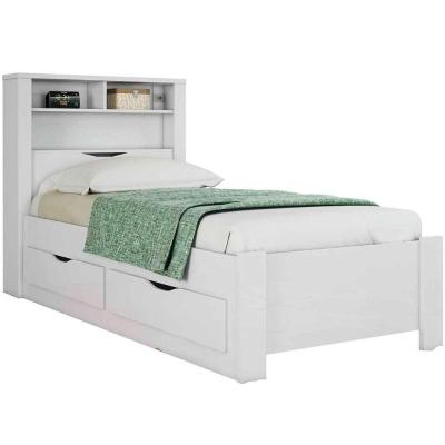 Cama Solteiro Infinity Com Baú E 2 Gavetas - Casa Chick Branco