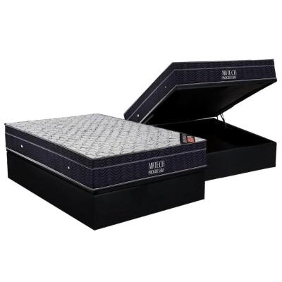 Conjunto Box Baú Casal: Colchão Molas Ortobom Nanolastic Airtech Progressive + Base CRC Suede Black(138x188)