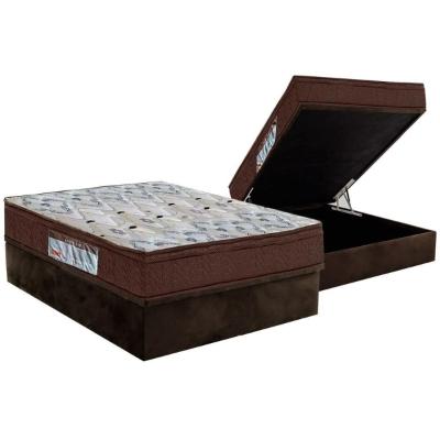 Cama Box Baú Casal: Colchão Anatômico Ortobom D45 / EP ISO 150 Mega Firme + Base CRC Suede Brown(138x188)