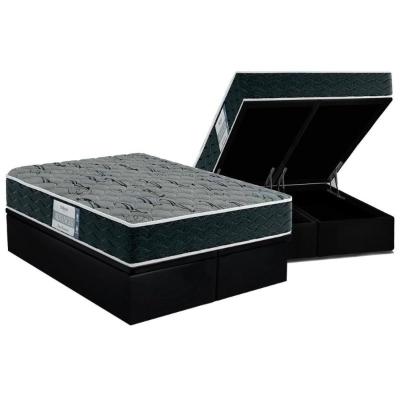 Conjunto Box Baú King: Colchão Espuma D33 Resistente + Base Crc Suede Black(193x203)