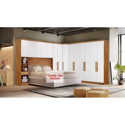 Quarto Casal (1 Armário Ponte + 1 Closet + 2 Guarda Roupas + 1 Complemento) Freijo Cumaru C- Fendi