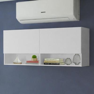 Armário Aéreo Para Escritório Com Nicho E Prateleira 120cm Branco Madesa Branco