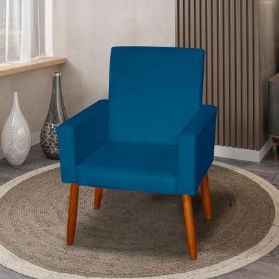 Poltrona Decorativa Mel Suede Azul Marinho Dal Poz Estofados
