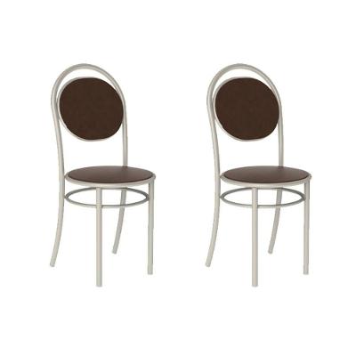 Cadeira Sala de Jantar 190 Aço Kit 2 Uni Prata - Assento Courano Cacau - Carraro