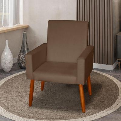 Poltrona Decorativa Mel Material Sintético Marrom Dal Poz Estofados