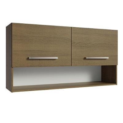 Armário Aéreo Cozinha 105cm 2 Portas 1 Nicho Rustic Emilly Madesa Rustic