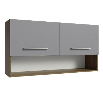 Armário Aéreo Cozinha 105cm 2 Portas 1 Nicho Rustic/cinza Emilly Madesa Rustic/cinza