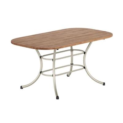 Mesa de Sala Jantar 1547 Aço c/Tampo Madeirado 160x90cm Freijo c/ Prata - Carraro