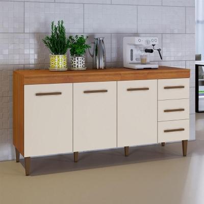 Balcão Atenas 3 Portas E 3 Gavetas Naturalle Com Off White