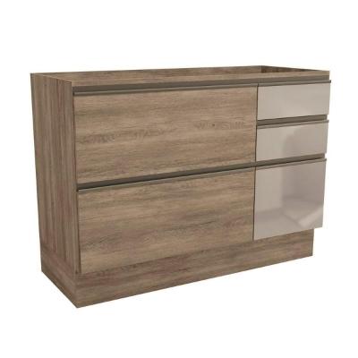 Módulo Cozinha Kappesberg Maxxi Balcão G747 1 Portas e 4 Gavetas c/ Vidro s/ Tampo 120cm Nogal-Kappesberg