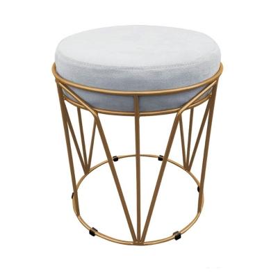 Puff Multiuso Com Mesa 2 Em 1 Suede Cinza Base Dourado