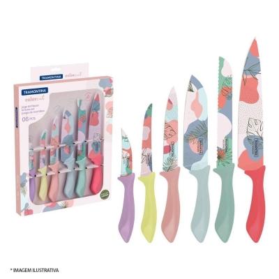 Jogo De Facas 23099732 Colorcut Aço Inox 6 Peças Tramontina Colorido