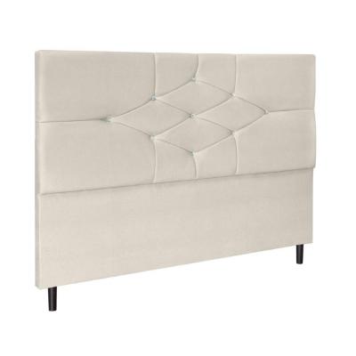 Cabeceira Cama Box Queen 160 Cm Camboriú Suede Bege E Frame