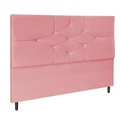 Cabeceira Cama Box Queen 160cm Virgínia Suede Rosa E Frame.
