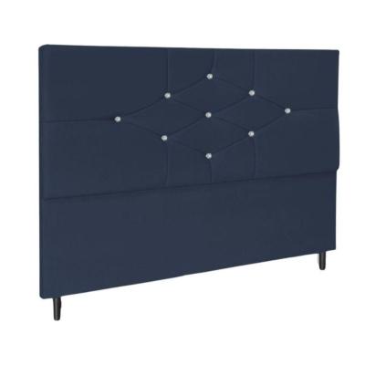 Cabeceira Solteiro 90cm Camboriú Suede Azul Marinho E Frame.