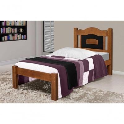 Cama de Solteiro Paris de Madeira Maciça Tauari Castanho/preto