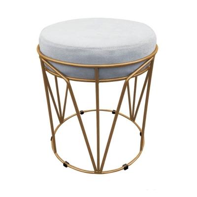 Puff Multiuso Com Mesa 2 Em 1 Suede Base Dourado Cinza