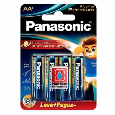 Pilha Alcalina Premium Panasonic Aa Pequena Cartela C-6 Lr6egr-6b96 - Pç - 6