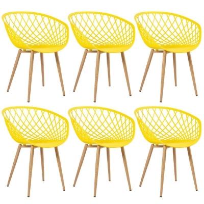 Kit - 6 X Cadeiras Clarice Nest Com Apoio De Braços - Sidera - Amarelo