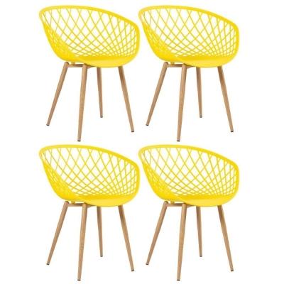 Kit - 4 X Cadeiras Clarice Nest Com Apoio De Braços - Sidera - Amarelo