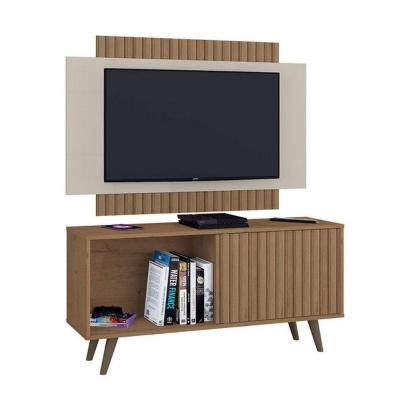 Rack Com Painel Malaga Atualle Canelato Rústico Com Natura Off White