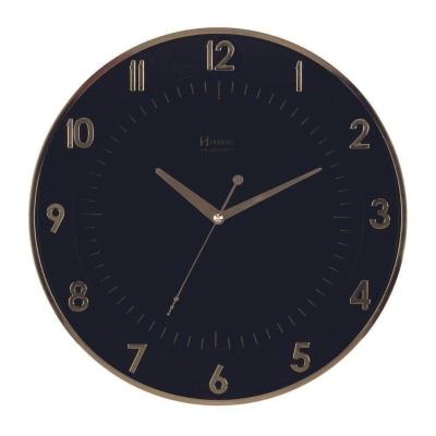 Relógio Parede 35cm Preto Tic-tac Dourado Ouro Herweg 6803