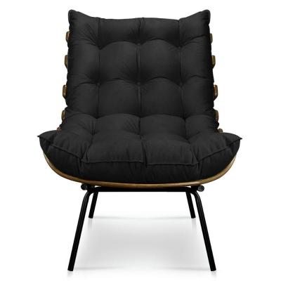 Poltrona Decorativa Costela Sala E Escritório Suede Preto