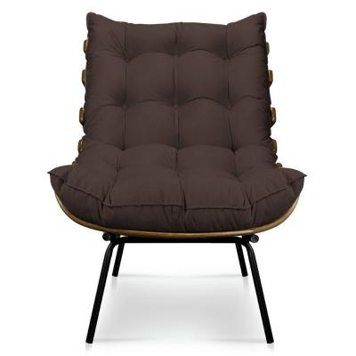 Poltrona Decorativa Costela Sala E Escritório Suede Marrom